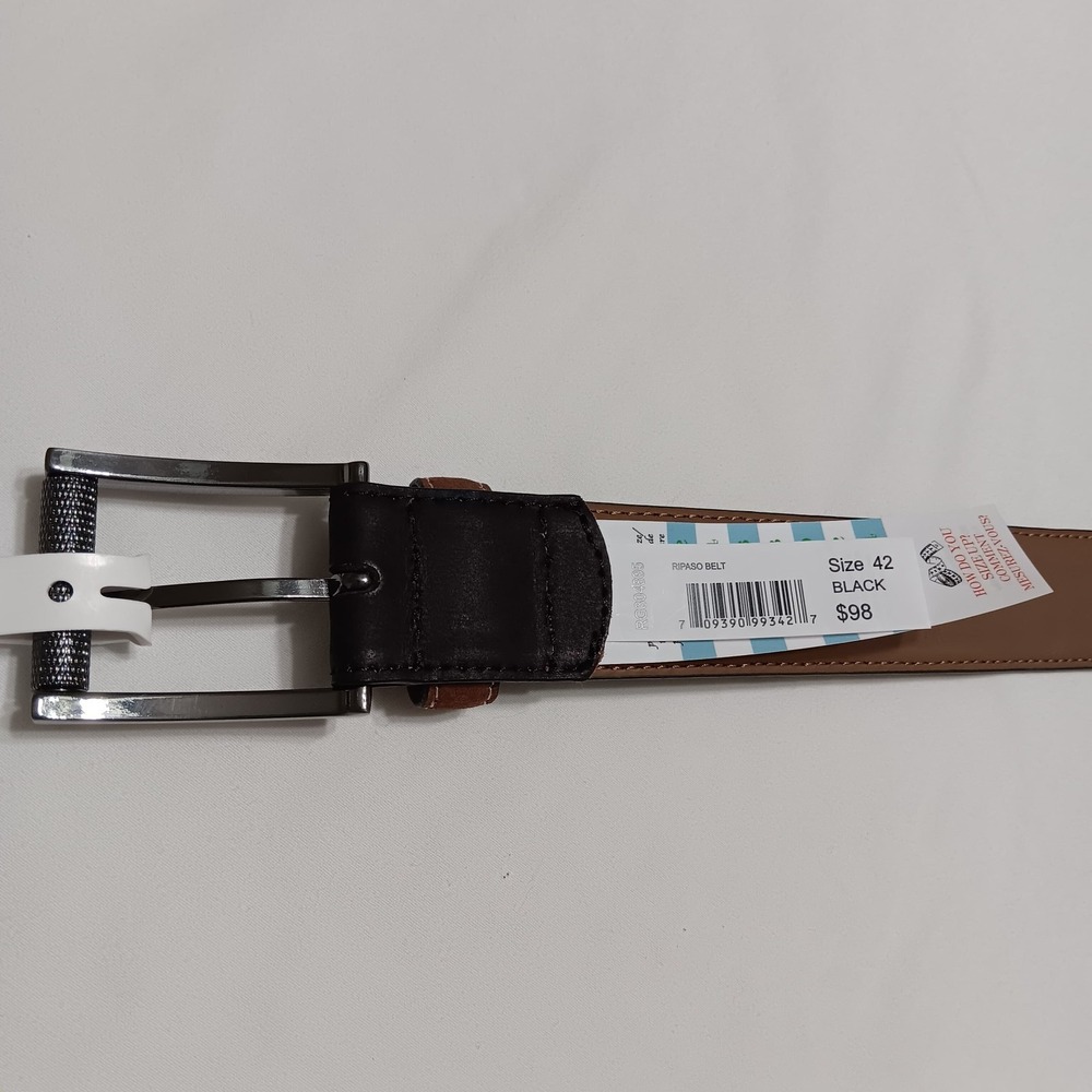 Robert Graham Men's Ripaso Black Genuine Leather Belt‎ Size 42 - Picture 5 of 15